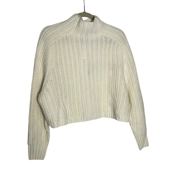 NWT Madewell Ivory Pointelle-Stitch Mockneck Sweater Size XXS - Picture 1 of 10